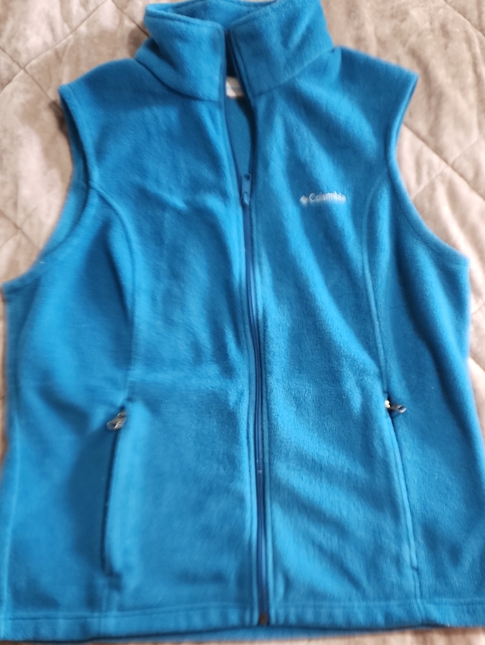 Columbia Bright Teal Blue Fleece Vest - Zip Front